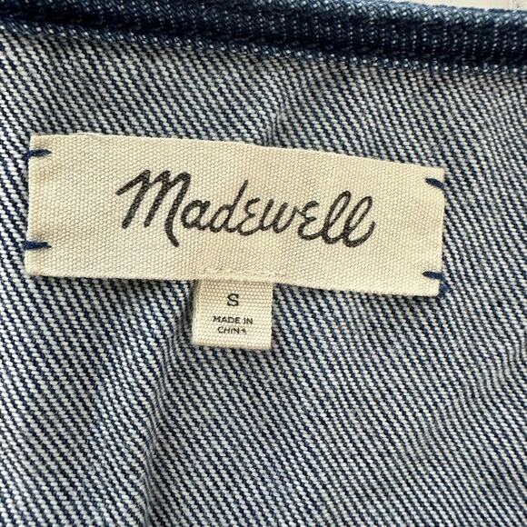 Madewell Womens Size(S) Blue Denim Ruffle Detail Cotton Blouse Top Cropped - Picture 3 of 8